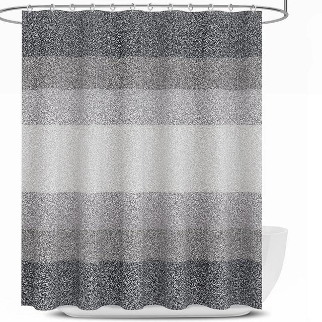 OLANLY Waffle Shower Curtain 72x72 Inches, Heavyweight Fabric, Machine Washable, Waterproof, Hotel Luxury Spa, Simple Modern Black Shower Curtains for Bathroom, Guest Bath, Stalls and Tubs