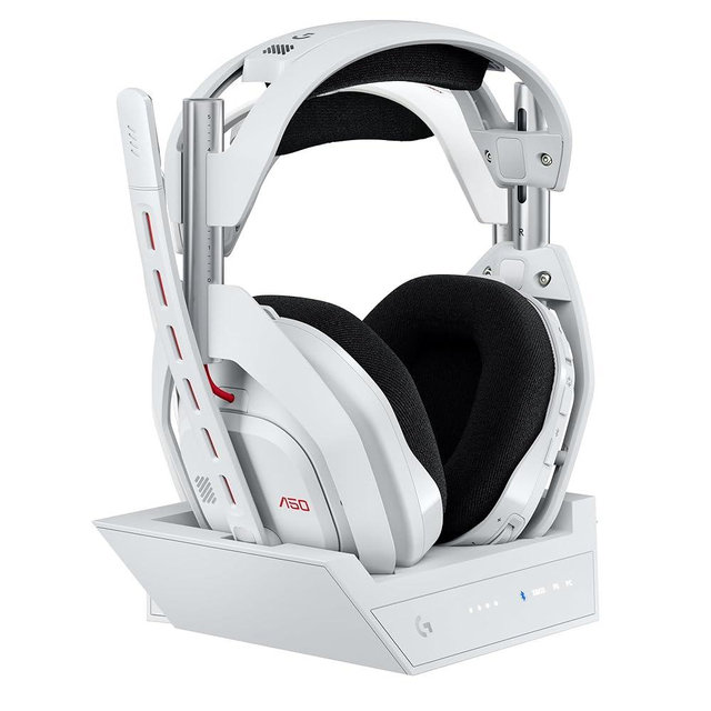 Logitech G Astro A50 Multi-Platform Wireless Gaming Headset + Base Station for PS5/Xbox/PC: PLAYSYNC Audio Switcher, <16bit/48kHz (Console), <24bit/48kHz (PC), 24hr Battery, 2.4GHz & BT - White