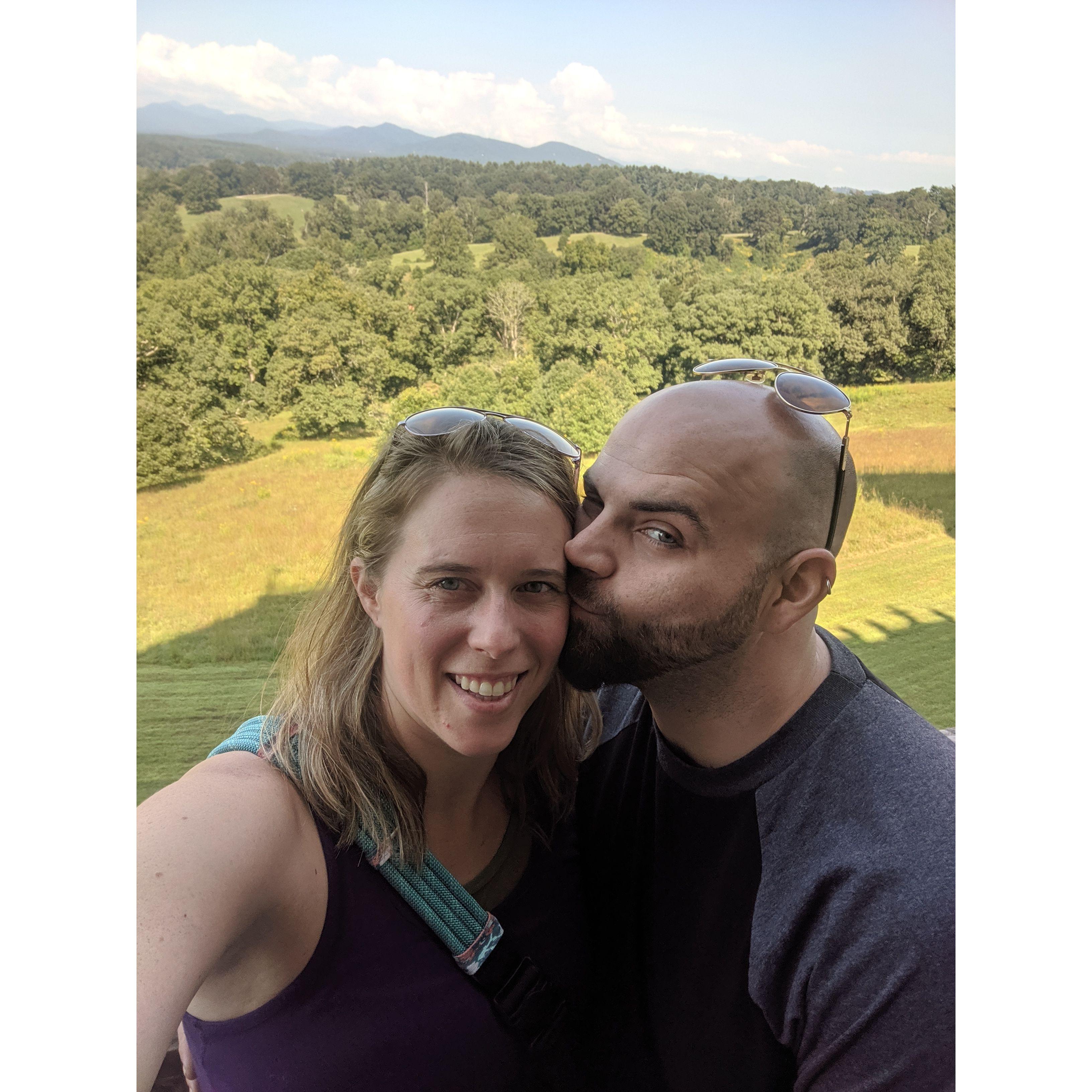 Our first trip as a couple to the Biltmore Estate enjoying the view from the mansion overlooking the birth place of forestry.