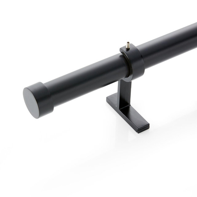 CB Matte Black End Cap and Curtain Rod Set 88"-120"
