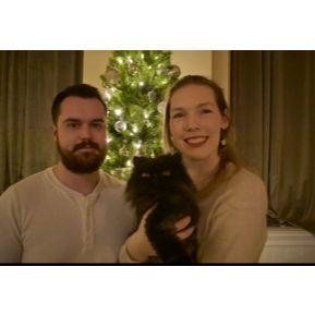 Family Christmas photo! Our cat Jack was the light of our lives. He was a special little guy that may look like a little demon but was the sweetest cat on the planet.