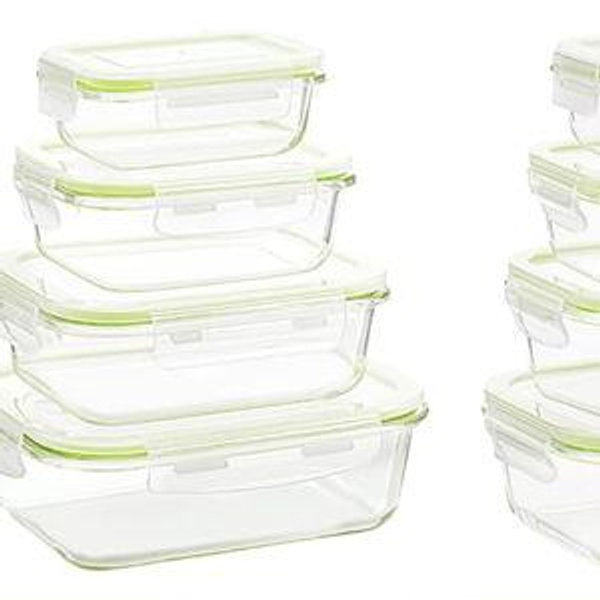 Vtopmart 8 Pack Glass Food Storage Containers with Lids (Grass Green)