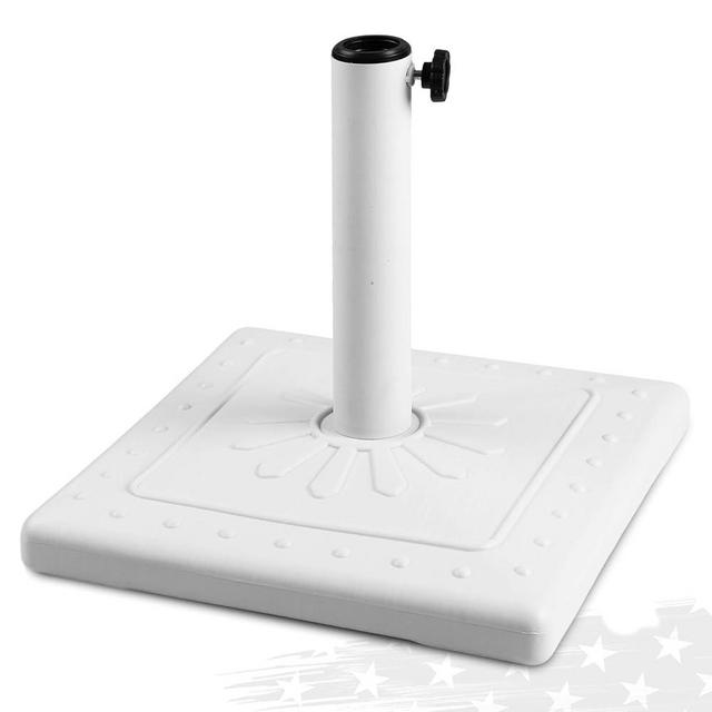 FRUITEAM 24lb Outdoor Square Umbrella Base, 15" Patio Stand, Heavy-Duty Market Table Base (White)