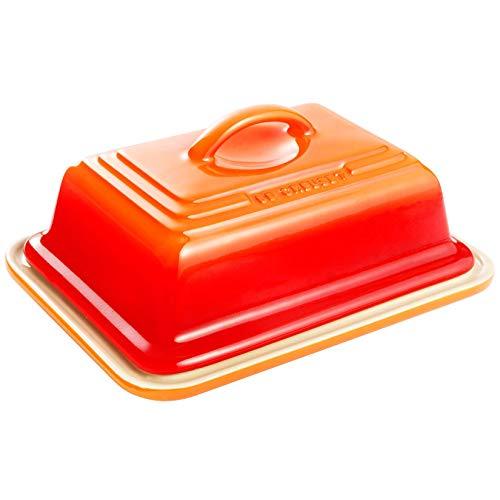 Le Creuset PG0307-172 Heritage Stoneware Butter Dish, 6.75" x 5" x 3.5", Flame