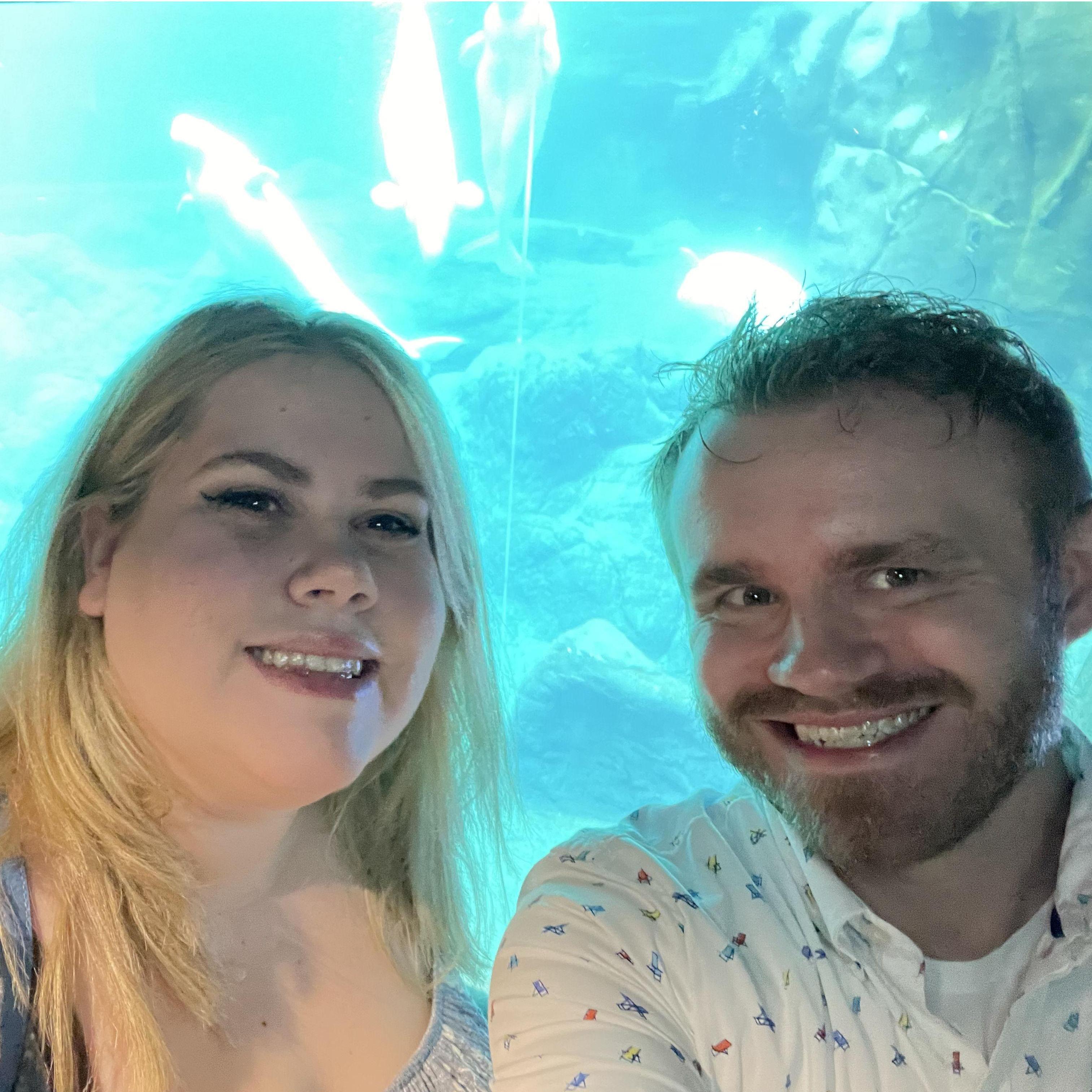 Our first photo together during our famous GA Aquarium flood date!