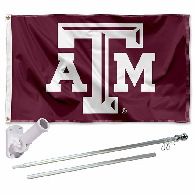 Texas A&M Aggies Beveled Flag with Pole and Bracket Kit