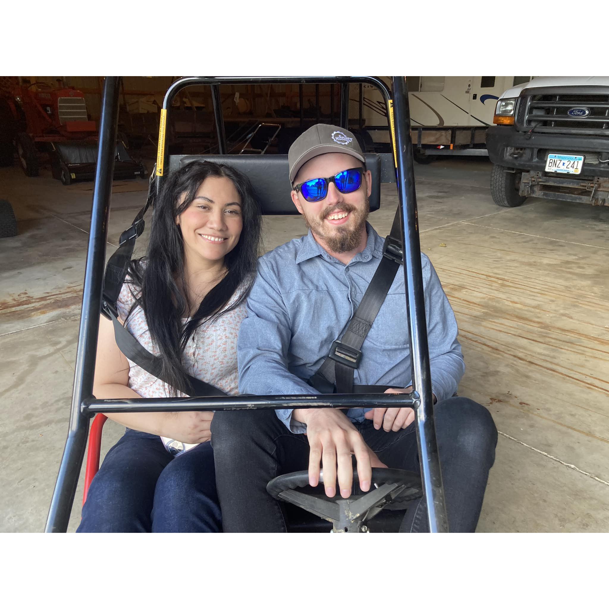 Andy took Diana for a go-kart ride at his parents house, and we had a blast!