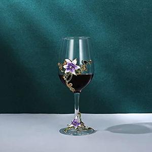 Enamel Flower Gin Balloon Glass Wine Glass (Purple lily)