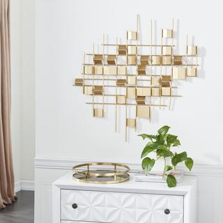 Golden Contemporary Abstract Rectangular Plate Wall Decor