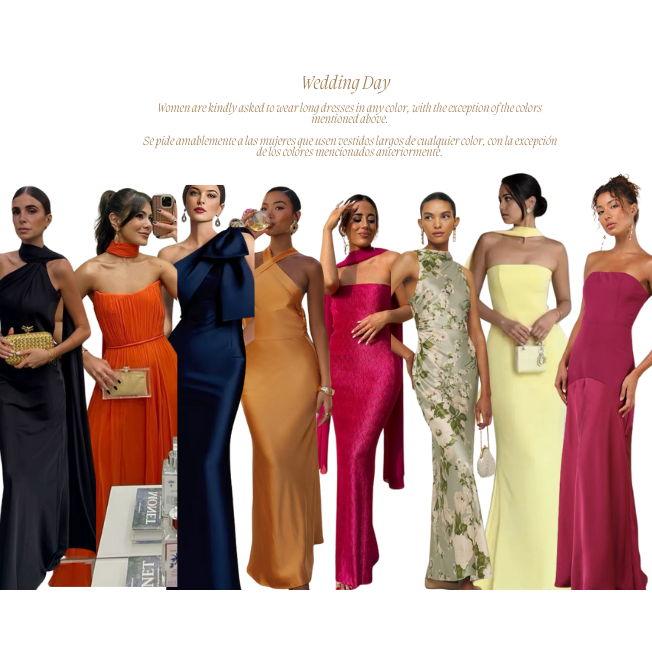 Women are asked to wear long formal dresses - 
Se pide a las mujeres que usen vestidos formales largos