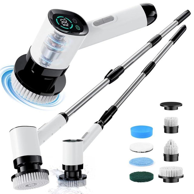 Electric Spin Scrubber for Cleaning Bathroom: Cordless Cleaning Brush, Power Scrubber with 2 Speeds Shower Cleaner Brush Electric for Tub Tile Floor