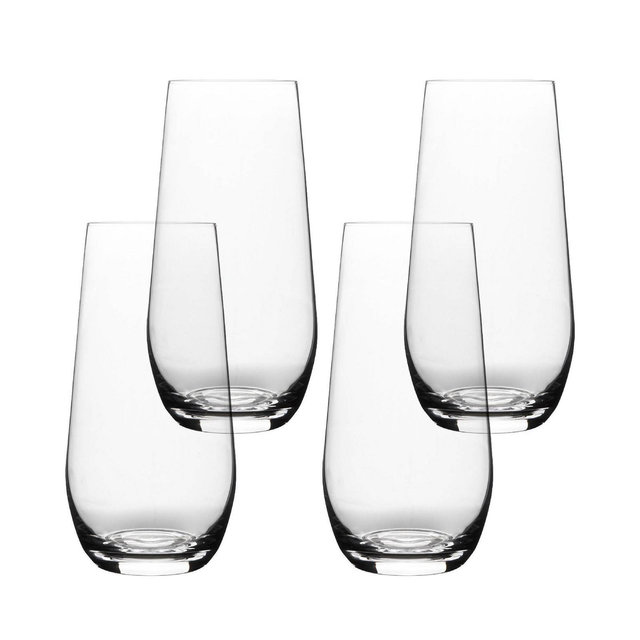 over&back Set of 4 19oz Traditional Classic Stemless Mouth-Blown Glasses Clear: Dishwasher-Safe, BPA-Free, Lead-Free