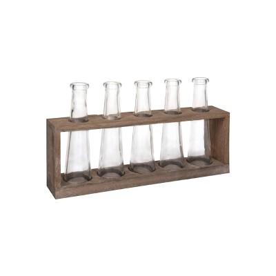 Vase Holder with 5 Glass Vases (12.5"x4.5")- 3R Studios
