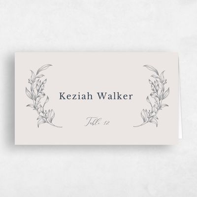 Charcoal, Black Wedding Place Card - Merriott