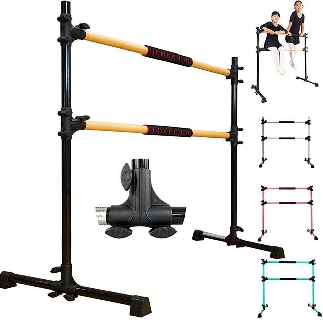 PreGymnastic Updated 4ft/5ft Adjustable & Portable Freestanding Ballet Barre with Carrying Bag for Dancing Stretch (Color 1(Black 4ft))