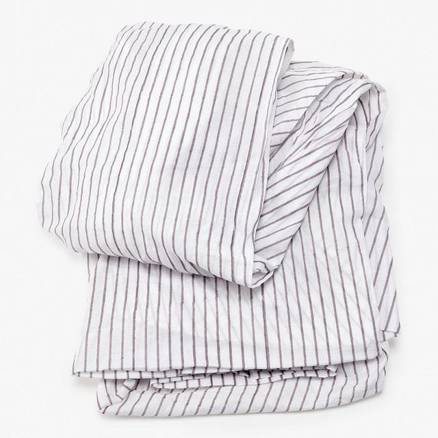 Stripes Queen King Flat Sheet Charcoal