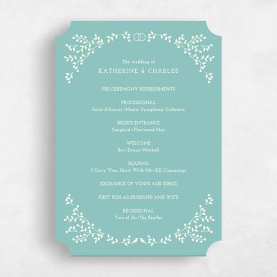 Blue Ticket Wedding Program - Ivy