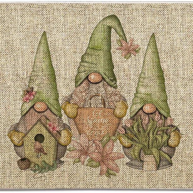 GAGEC Spring Door Mat Gnomes Flower Holiday Doomat Entrance Rug Farmhouse Home Kitchen Decoration Bathroom Floor FFront Door Mat Outdoor 17 x 27 Inch