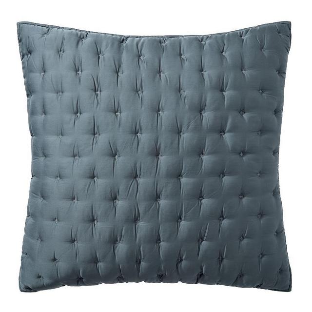 TENCEL™ Tufted Quilted Shams, Euro, Steel Blue, Set of 2