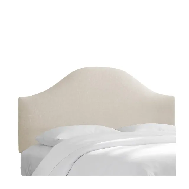 Skyline Furniture King Custom Upholstered Curved Headboard Linen Talc: Pine Frame, Polyester Fill, Spot Clean