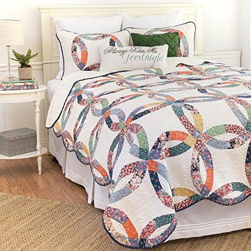 C&F Home Heritage Wedding Ring King 3 Piece Cotton Quilt Set, Multicolor