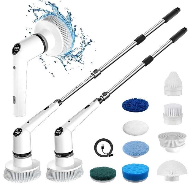 MGLSDeet Electric Spin Scrubber Rechargeable Cleaning Brush with 9 Replaceable Brush Heads, Cordless and Portable Power Scrubber, Electric Bathroom Scrubber for Cleaning Tile, Sink, Window, Floor, Car