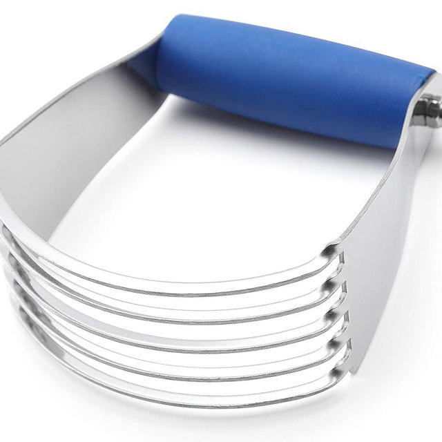 Spring Chef Medium Size Dough Blender For Baking, Dough Cutter Tool, Stainless Steel Puff Pastry Cutter Tool with Soft Grip Handle, Dishwasher Safe Pastry Blender for Easy Mixing - Sapphire
