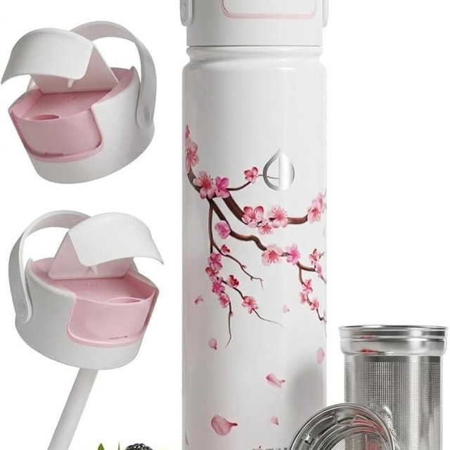 HEMLI 22 oz Ceramic Lined Tea Infuser Travel Tumbler, Micro-Mesh Stainless Steel Infuser, Pure Taste Ceramic Interior, Triple Insulated 12hr Hot Cold, Dual Sip & Straw Lid, Scratch-Resistant