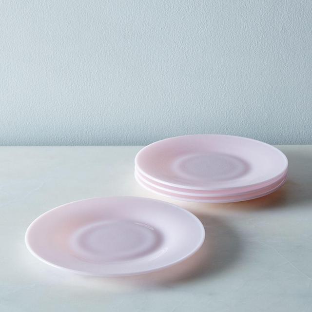 Pink Glass Dinner & Cake Plates (Set of 4)