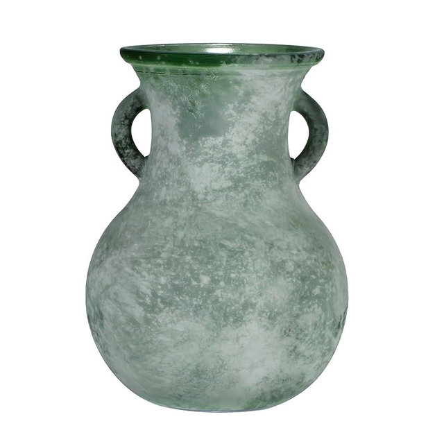 ZHIPINHUI 7.9" H 2023 Antique Vase, Glass Double Eared Light Green Vase,Roman Art Style of The Early Middle Ages Vase,Unique Ancient Marble Texture Art Glass Vase