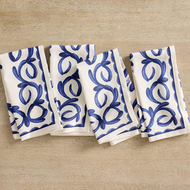 Puebla Organic Cotton Napkins, Set of 4 - Blue