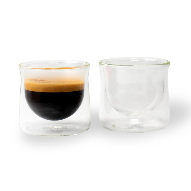FLUR Espresso Glass (Set of 2): For Espresso and Small Espresso Drinks - Double-Walled Borosilicate Glass - Handmade - 3 oz (Clear)