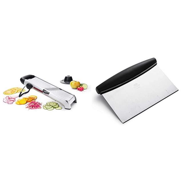 OXO SteeL Chef's Mandoline Slicer 2.0 & Good Grips Stainless Steel Scraper & Chopper