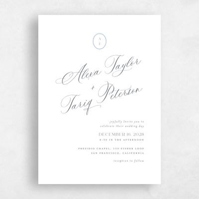 Charcoal, White Wedding Invitation - Gavina Classic