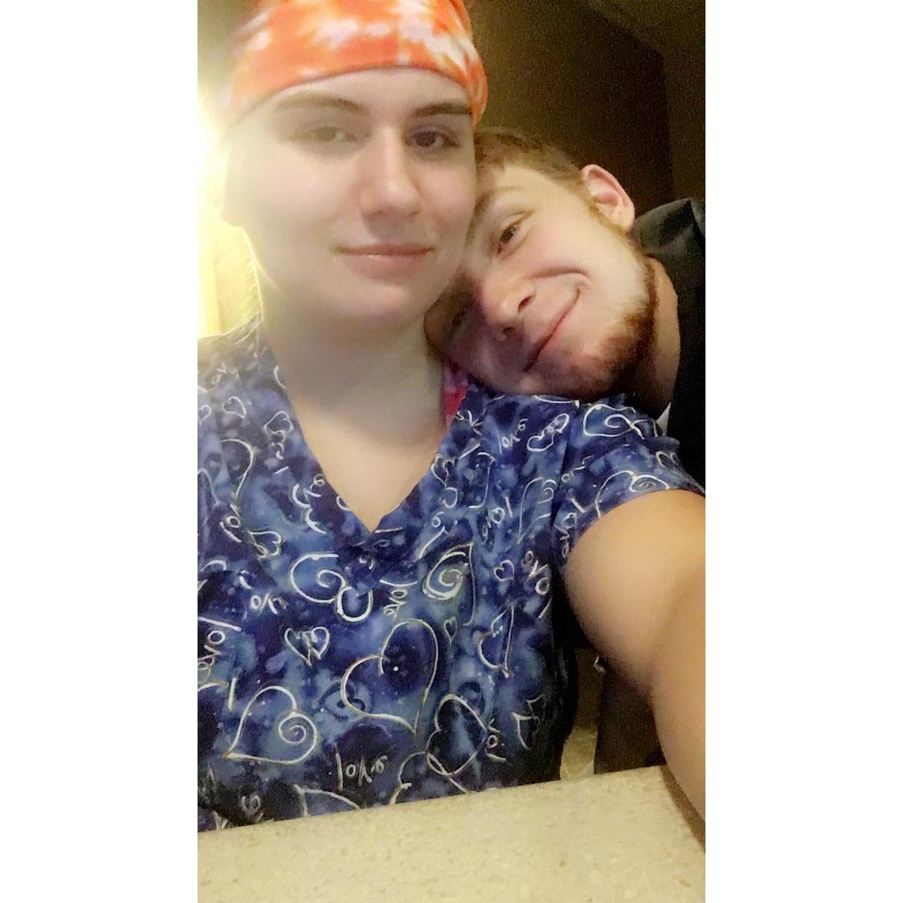 My face says it all the night was crazy at work.