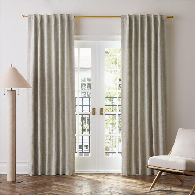 EUROPEAN FLAX ™-Certified Textured Linen Natural Blackout Window Curtain Panel 48"x120"