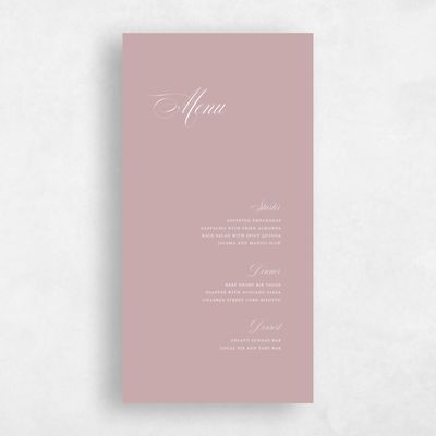 Grayed Mauve, Pink Wedding Menu - Jade