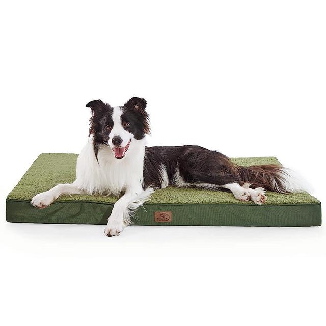 Bedsure Extra Large Dog Bed for Large Dogs - XL Orthopedic Dog Beds with Removable Washable Cover, Egg Crate Foam Pet Bed Mat, Suitable for Dogs Up to 100 lbs, Dark Green
