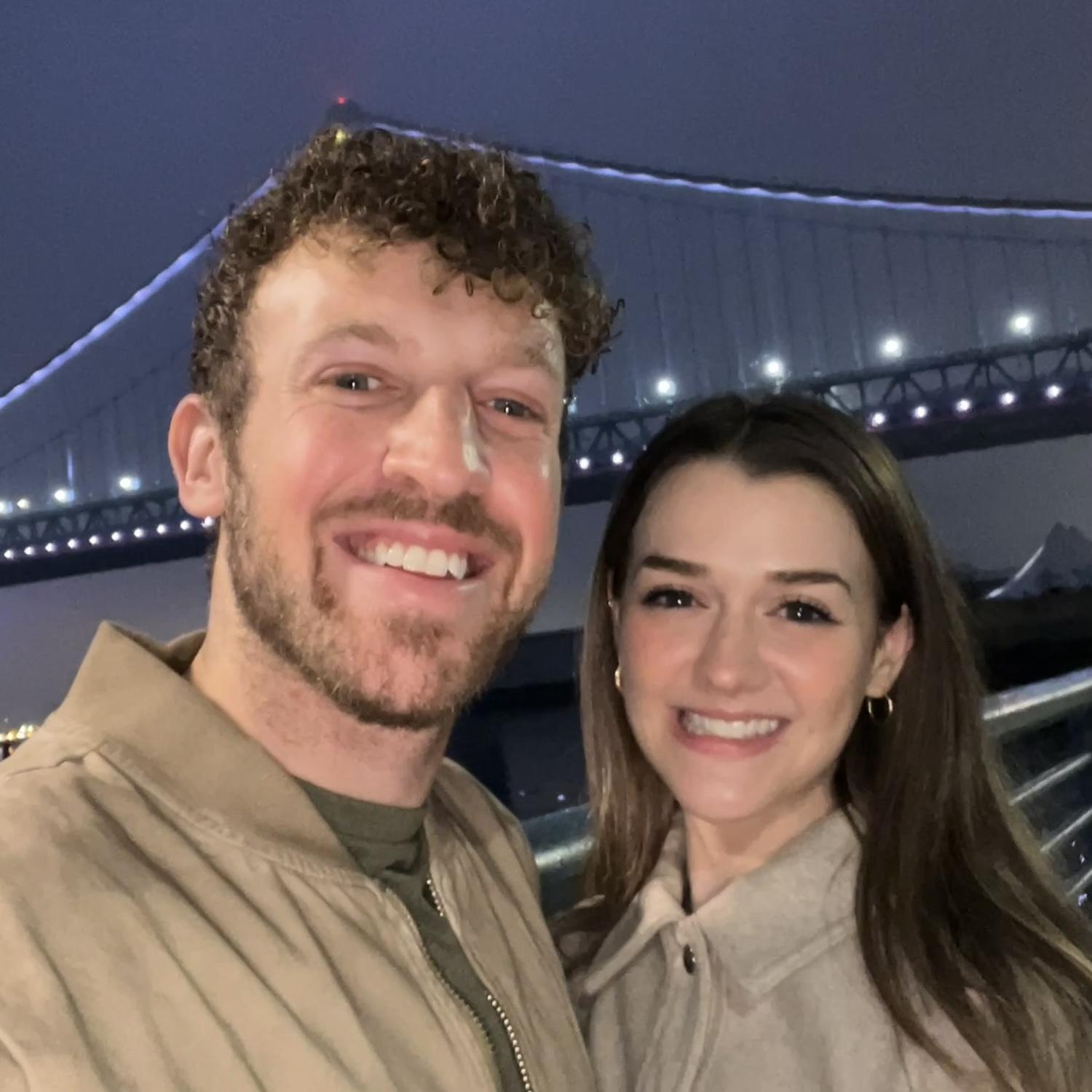Enjoying the city where we met a few weeks before moving out of Philly, March, 2023.