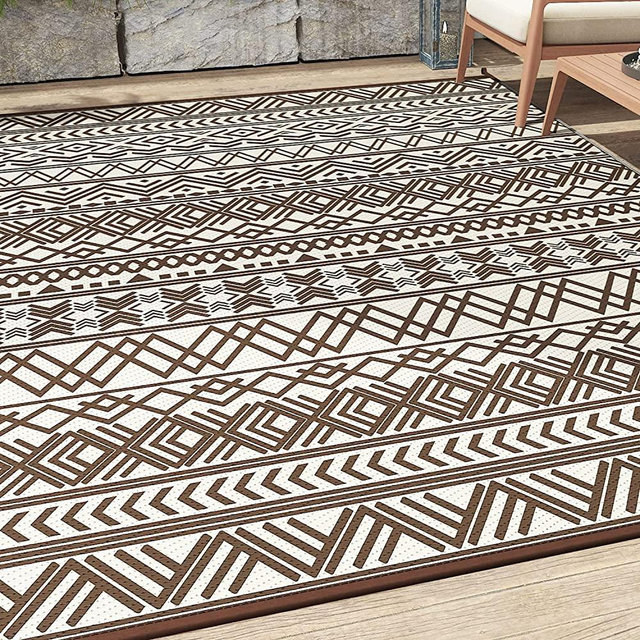 MontVoo-Outdoor Rug Carpet for Patio RV Camping 6x9 ft Waterproof Reversible Portable Plastic Straw Rug Outside Indoor Outdoor Area Rug Mat for Patio Clearance-Outdoor Decor Boho Balcony Picnic Rug
