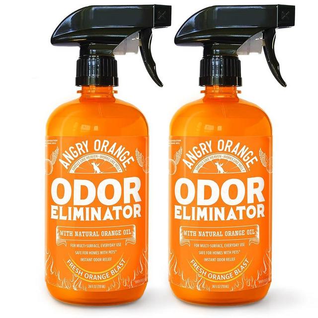 Angry Orange Pet Odor Eliminator for Strong Odor - Citrus Deodorizer for Strong Dog or Cat Pee Smells on Carpet, Furniture & Indoor Outdoor Floors - 2 Pack - Puppy Supplies