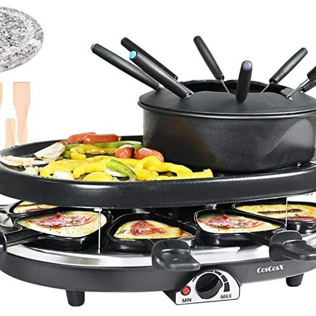 Fondue Pot Set Electric Fondue Pot Sets with BBQ Grill Portable Korean BBQ