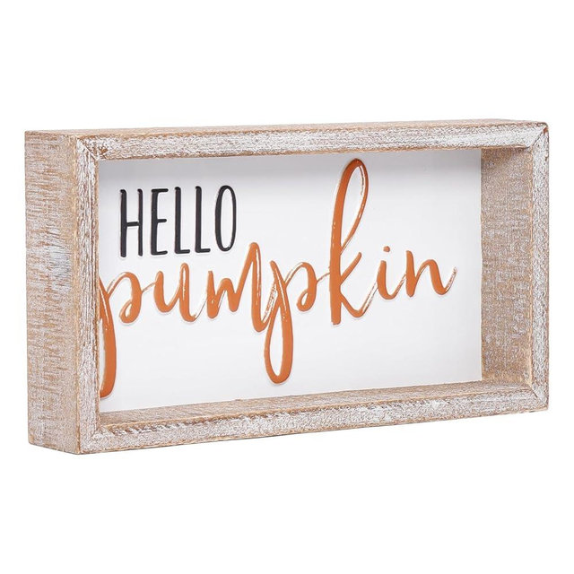 FESTWIND Fall Decorations Indoor, Hello Pumpkin Sign Fall Tiered Tray Decor, Farmhouse Fall Home Decor for Shelf, Mantel, Living Room, Table, Rustic Autumn, Harvest, Thanksgiving, October Decoration