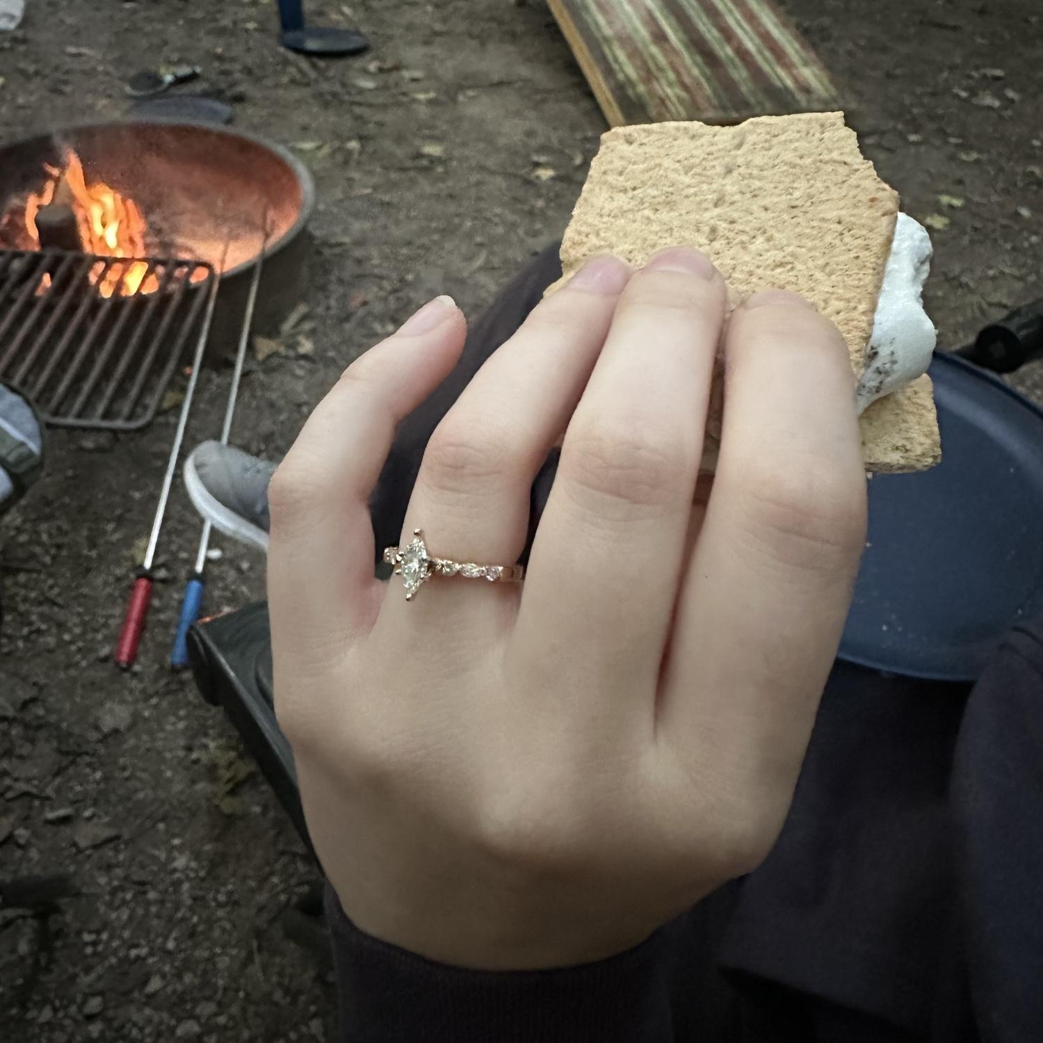 Engaged on our Labor Day camping trip, September 2024.