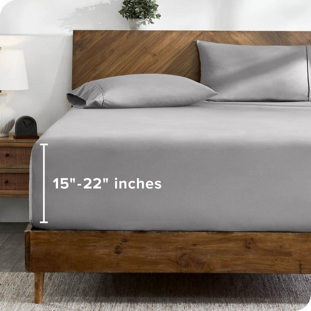 22 Inch Extra Deep Pocket Microfiber Light Grey Queen Fitted Sheet by Bare Home