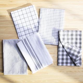 Checker Stripes Kitchen Towel, Set of 5