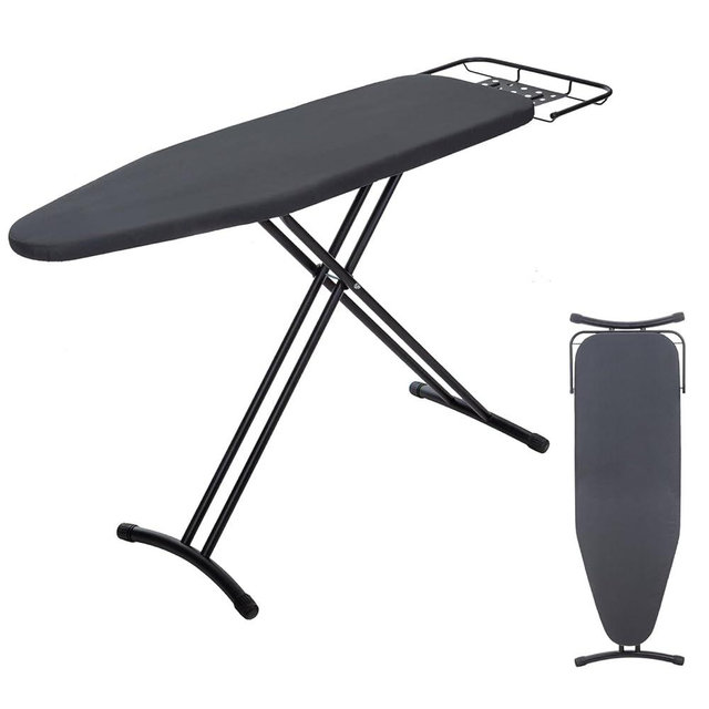 Heavy Duty Full Size Ironing Board 48"x15", BlissBoard Foldable Iron Board with Adjustable Height, Steel Frame, Thick Pad and Heat-Resistant Cover, Black