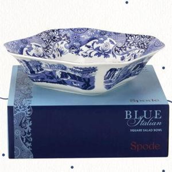 Spode Blue Italian 9.5-Inch Serving Bowl - Elegant Porcelain Tableware for Vegetables, Main Dishes, Entrees, Sides, Salads - Mix & Match Blue Patterned Rim with Dinnerware Sets, Great for Hosting