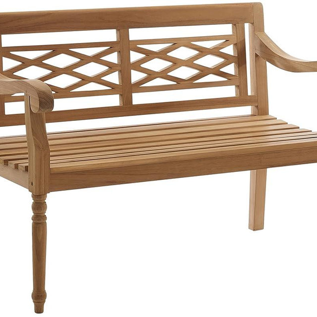 Crosley Furniture Olivier 2-Person Teak Wood Indoor Outdoor Bench for Outside Patio, Garden, Porch, Teak