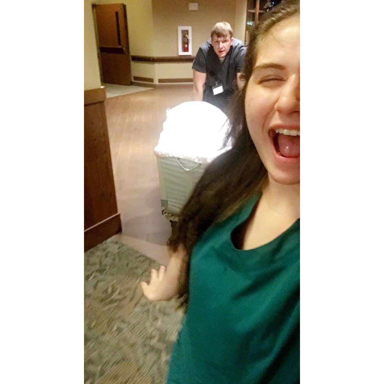 We were ready to get the heck out of work that day! It was extremely busy but we still managed to get out on time because were a good team!